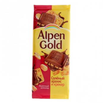 Шоколад Alpen Gold соленый арахис и крекер 90г.