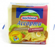 Сыр плавленый Хохланд ломтевой Ассорти, 150г.