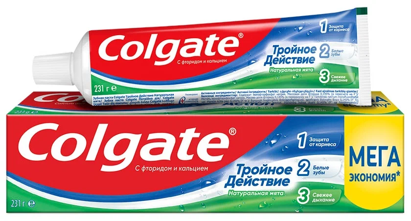 Зубная паста Colgate Тройное действие Натуральная мята 231г., 150мл.