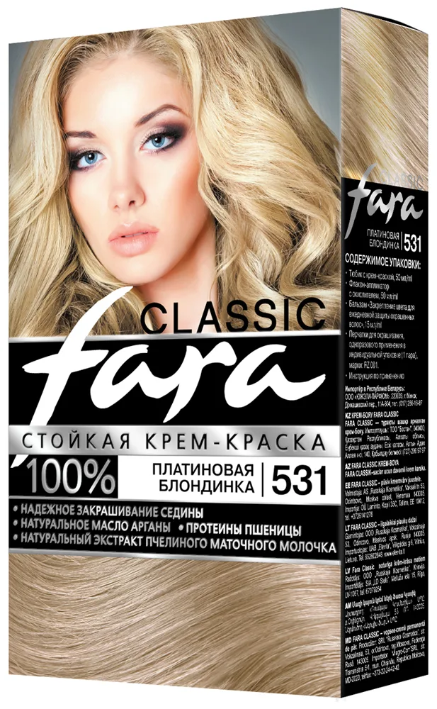 Крем-краска для волос FARA, 531 платиновая блондинка